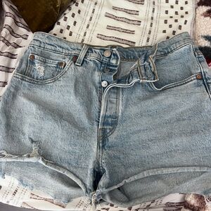 Levi's Women's High Rise Light Blue Denim Shorts